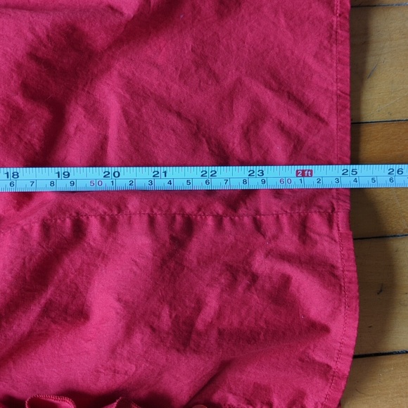 Oscar De La Renta Red Cotton Ruffle Blouse - Picture 3 of 6